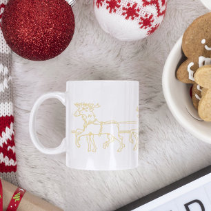 Taza Bicolor Santa en trineo de renos Chocolate caliente de Nav