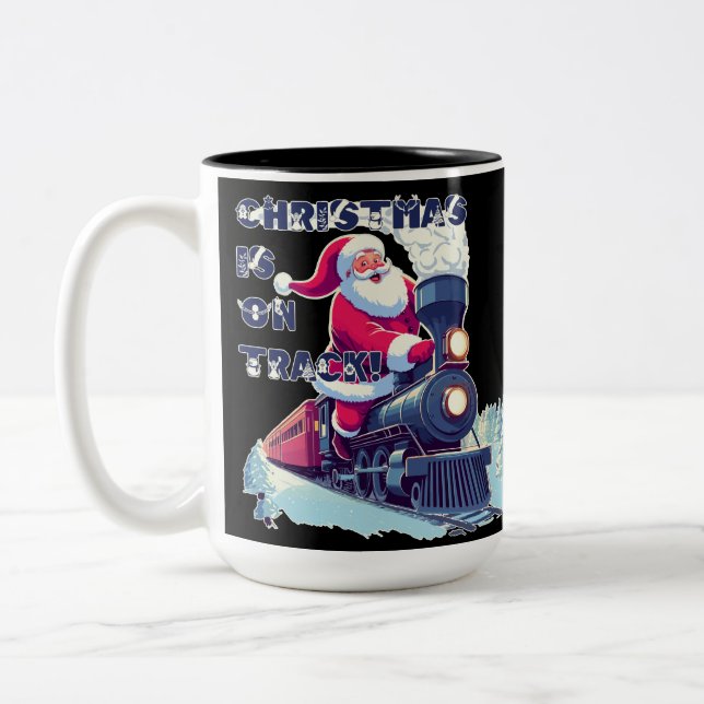 Taza Bicolor Santa en un Tren (Izquierda)