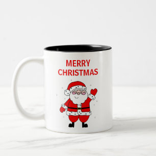 Taza Bicolor Santa Feliz Navidad