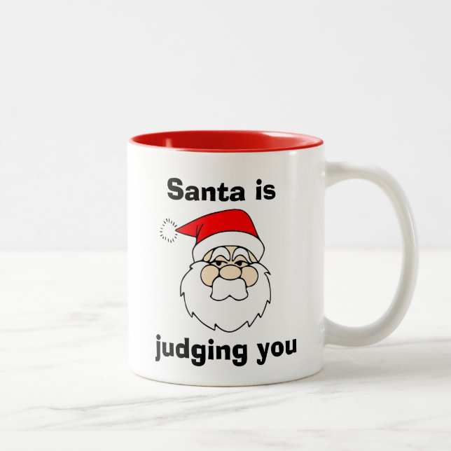 Taza Bicolor Santa Juzga a Navidades graciosos (Derecha)