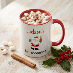 Taza Bicolor Santa Personalizado Lindo para Niños Chocolate Cal