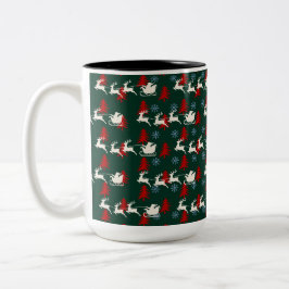 Taza Bicolor Santa Pulling Su Sleigh