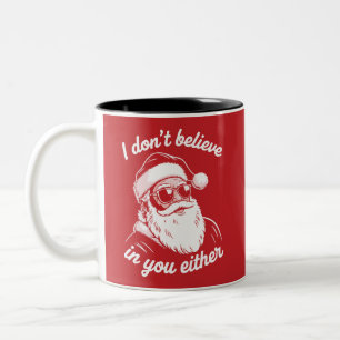 Taza Bicolor Santa Retro Vintage No Creo En Ti Tampoco