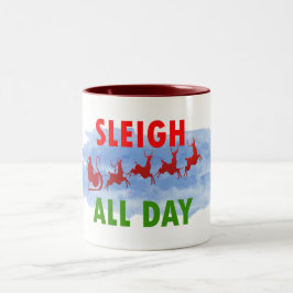 Taza Bicolor santa sleigh todo el día lindos navidades dulces