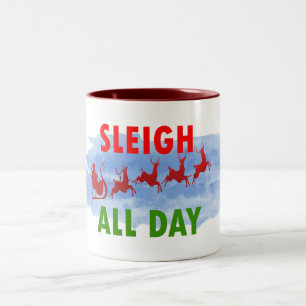 Taza Bicolor santa sleigh todo el día lindos navidades dulces