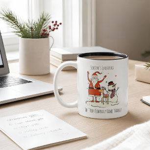 Taza Bicolor Santa Snowman: La temporada de renos saluda a los 