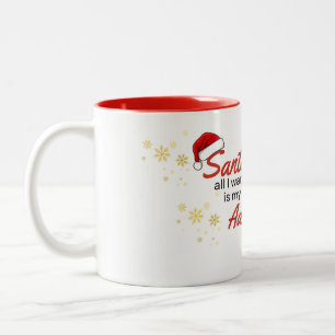 Taza Bicolor Santa todo lo que necesito es mi próxima aventura
