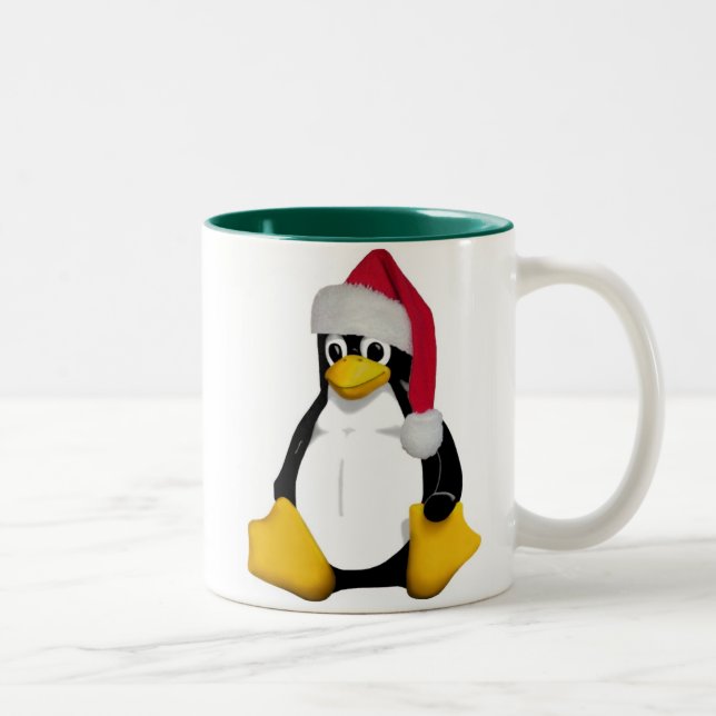 Taza Bicolor Santa Tux (Derecha)