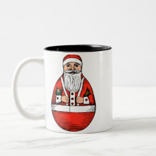 Taza Bicolor Santa , vintage clipart de Navidad