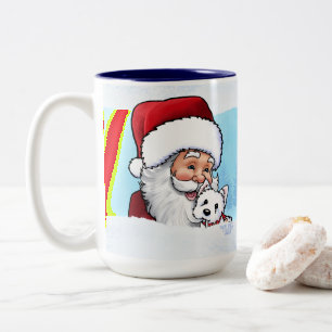 Taza Bicolor Santa Westie Puppy Winter