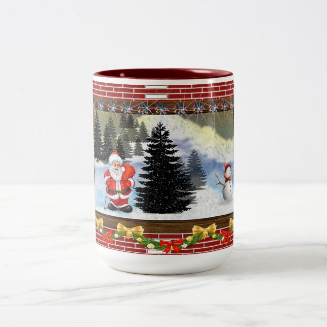 Taza Bicolor Santa y Snowman (Centro)