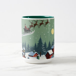 Taza Bicolor Santa y su Sleigh