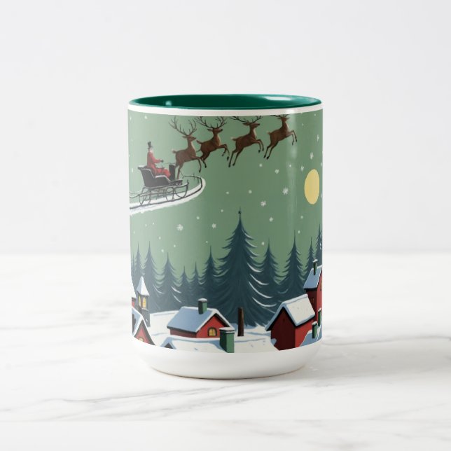 Taza Bicolor Santa y su Sleigh (Centro)
