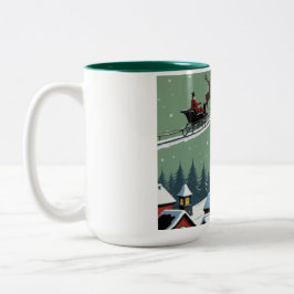 Taza Bicolor Santa y su Sleigh