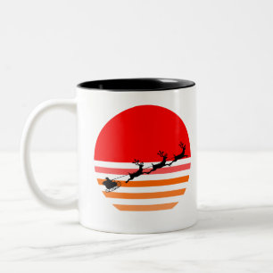 Taza Bicolor Santa y sus Navidades retro graciosos renos