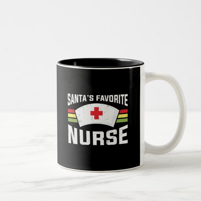 Taza Bicolor Santa's Favorite Nurse (Derecha)