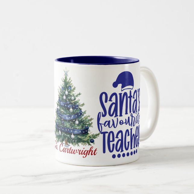 Taza Bicolor Santa's Favourite Teacher (Anverso derecho)