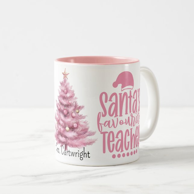 Taza Bicolor Santa's Favourite Teacher (Anverso derecho)