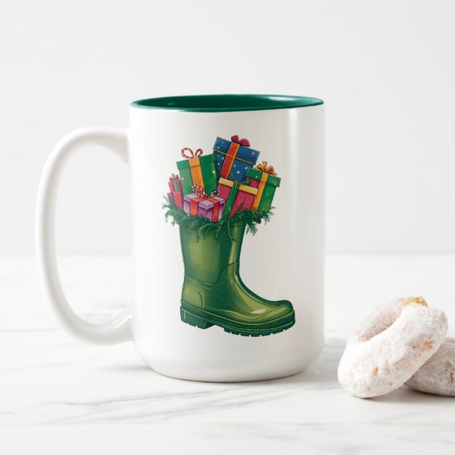 Taza Bicolor Santa's New Boots (Con donut)