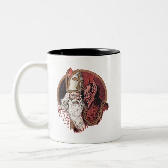 Taza Bicolor Santo Nicholas y Krampus (Izquierda)