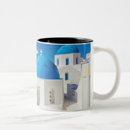 Taza Bicolor Santorini Grecia Café Mug