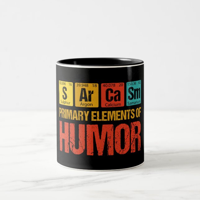 Taza Bicolor Sarcasmo Elementos primarios del humor (Centro)