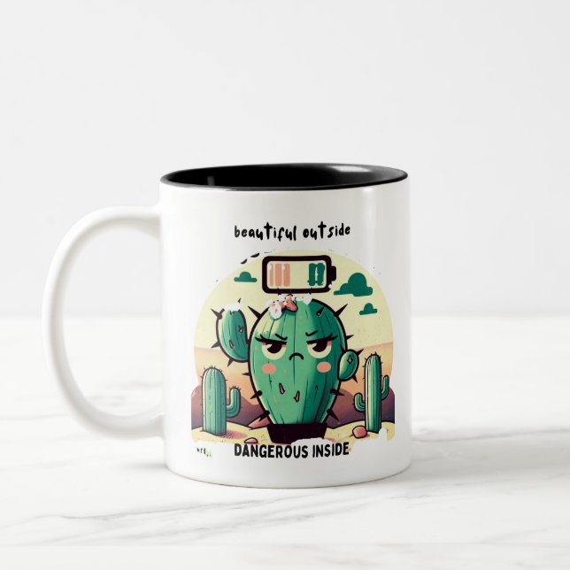 Taza Bicolor Sarcastic Cactus with Low Battery (Izquierda)