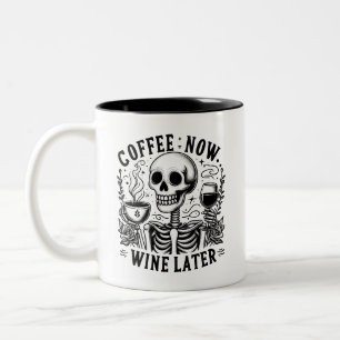 Taza Bicolor Sarcástico Skeleton Funny Coffee