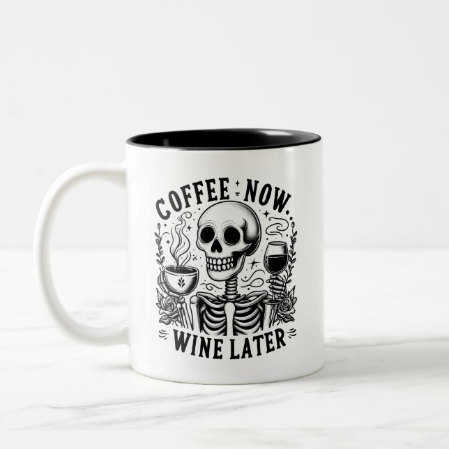 Taza Bicolor Sarcástico Skeleton Funny Coffee (Izquierda)