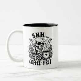 Taza Bicolor Sarcástico Skeleton Funny Coffee