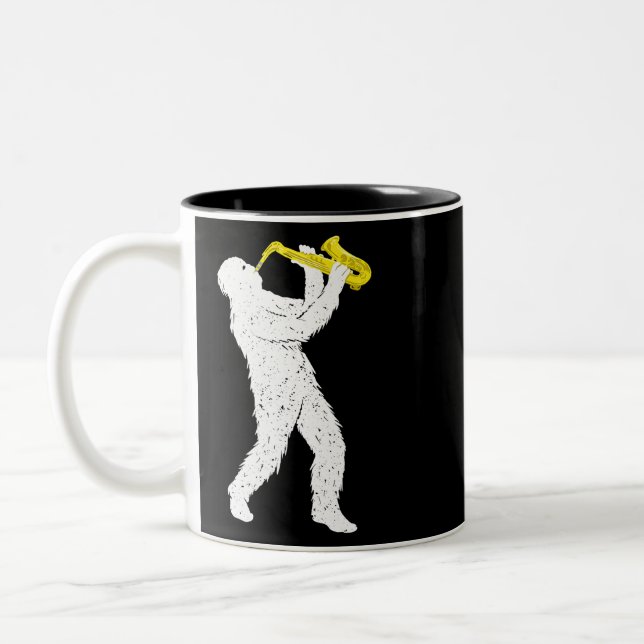 Taza Bicolor Sasquatch Saxofón Player Saxofonista Jazz Brass (Izquierda)