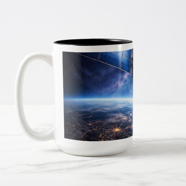 Taza Bicolor Satélite sobre el planeta (Izquierda)