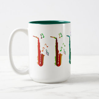 Taza Bicolor saxofones y 'notas musicales' Mug de dos tonos, 15