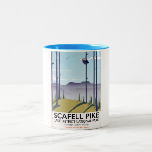 Taza Bicolor Scafell Pike, Cumbria, Póster de viaje vintage
