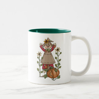 Taza Bicolor Scarecrow 1 Pumpkin Fall Sunflowers
