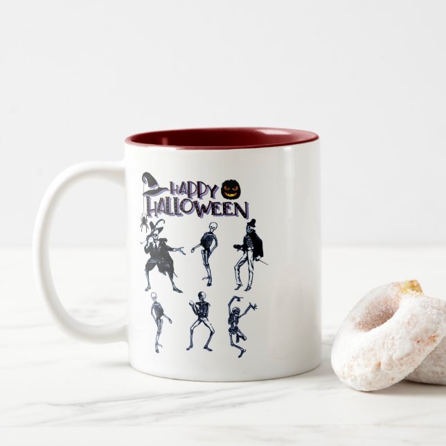 Taza Bicolor Scary Skeletons Fiesta (Con donut)