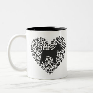 Taza Bicolor Schnauzer Silhouette Heart Paws Print - Dog Lover