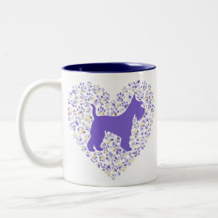 Taza Bicolor Schnauzer Silhouette Heart Paws Print - Dog Lover