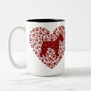 Taza Bicolor Schnauzer Silhouette Heart Paws Print - Dog Lover