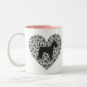 Taza Bicolor Schnauzer Silhouette Heart Paws Print - Dog Lover
