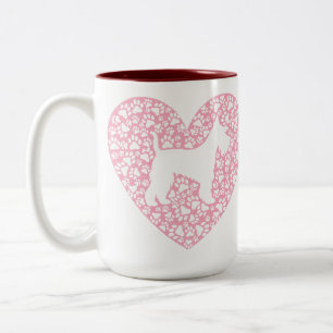 Taza Bicolor Schnauzer Silhouette Heart Paws Print - Dog Lover
