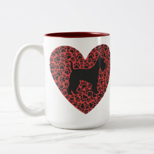Taza Bicolor Schnauzer Silhouette Heart Paws Print - Dog Lover