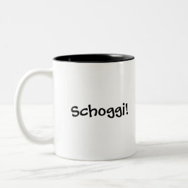 Taza Bicolor ¡Schoggi! Mugre suiza de chocolate caliente con ba