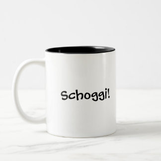 Taza Bicolor ¡Schoggi! Mugre suiza de chocolate caliente con ba