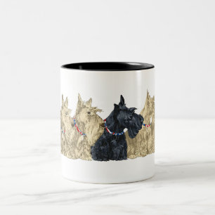 Taza Bicolor Scotties trigueños y negros en línea