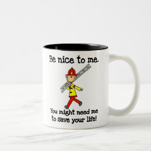 Taza Bicolor Sé Amable con los Bomberos