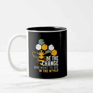 Taza Bicolor Sé el gracioso cambio de puntas de abejas para el
