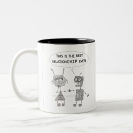 Taza Bicolor Se explican los robots y las relaciones de amor