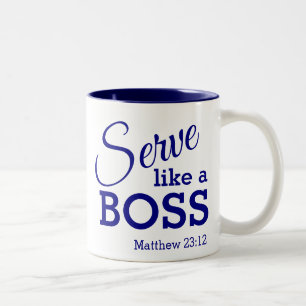 Taza Bicolor Sé humilde SERVIDOR COMO UN JEFE Personalizado Cri
