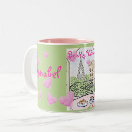 Taza Bicolor Sé Mi San Valentín París Torre Eiffel Personalizab